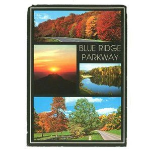 Vintage Postcard Blue‎ Ridge Parkway Virginia North Carolina Autumn Leaves Fall